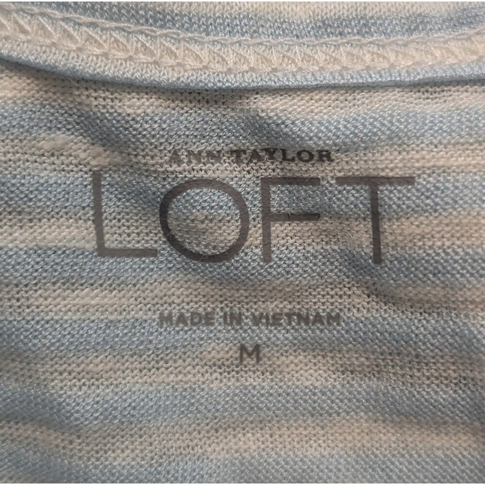 NWT Ann Taylor LOFT Size M Racerback Tank Top Stripes Linen Blend Sheer $29.50 - Picture 6 of 8
